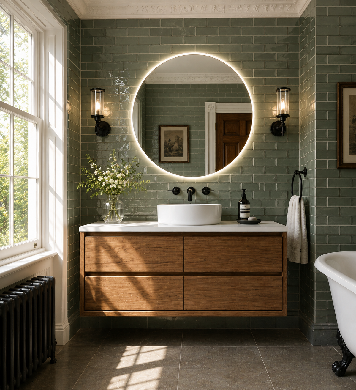Sahara (MK2) 1200mm Wall Hung Natural Walnut Timber Veneer Bathroom Vanity