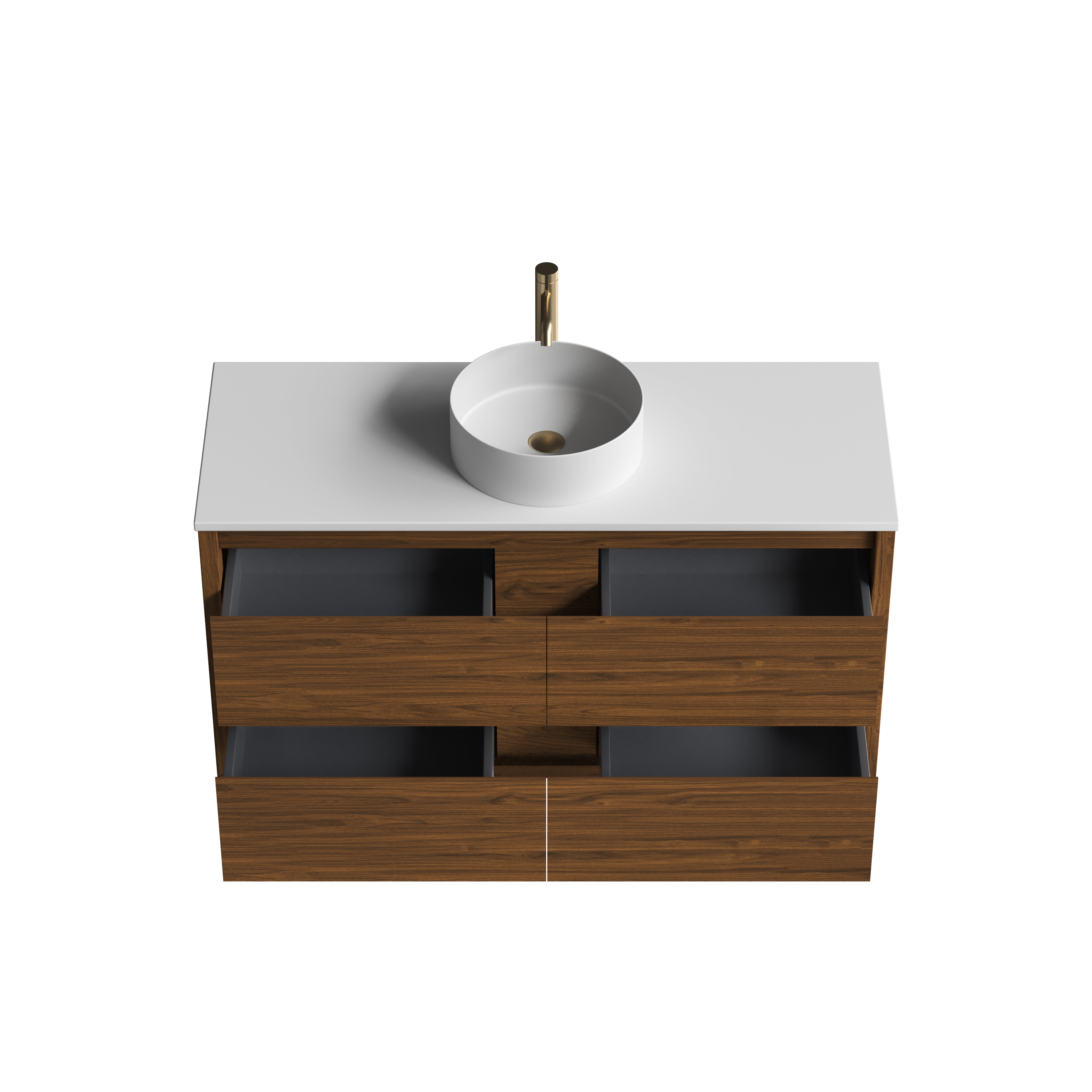 Sahara (MK2) 1200mm Wall Hung Natural Walnut Timber Veneer Bathroom Vanity