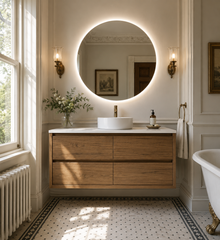 Sahara (MK2) 1200mm Wall Hung Natural Walnut Timber Veneer Bathroom Vanity