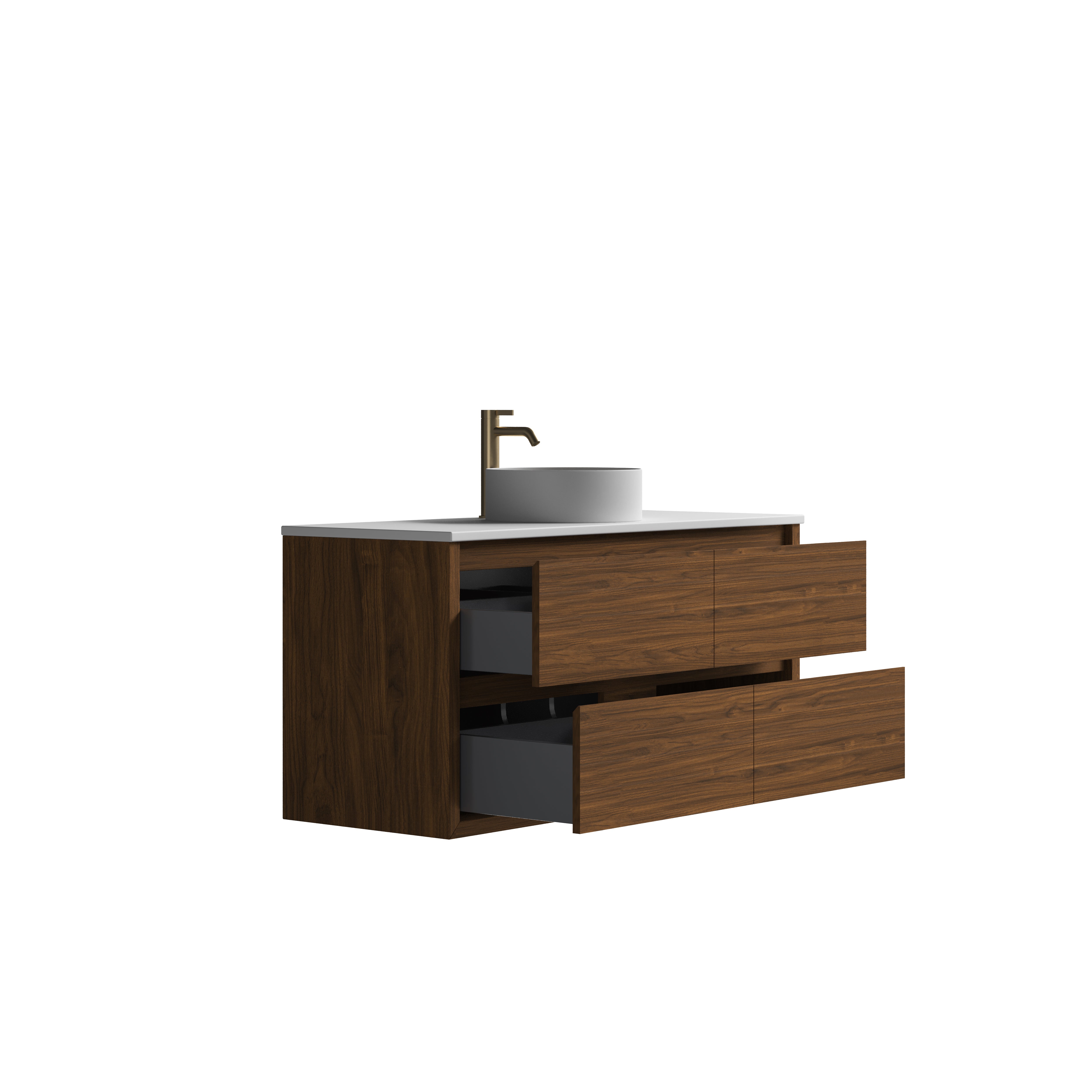 Sahara (MK2) 1200mm Wall Hung Natural Walnut Timber Veneer Bathroom Vanity