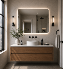 Sahara (MK2) 1500mm Single Wall Hung Natural Walnut Timber Veneer Bathroom Vanity