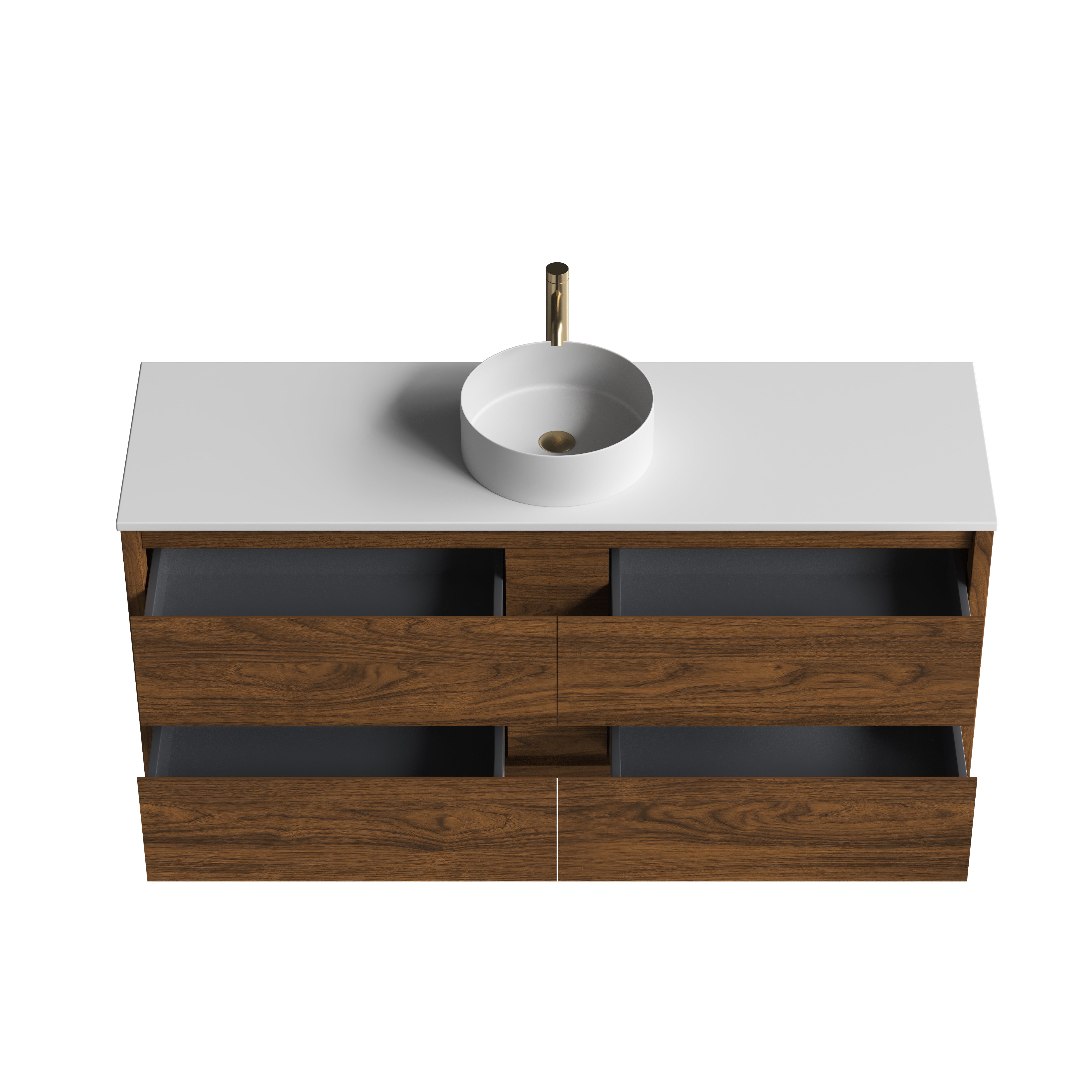Sahara (MK2) 1500mm Single Wall Hung Natural Walnut Timber Veneer Bathroom Vanity