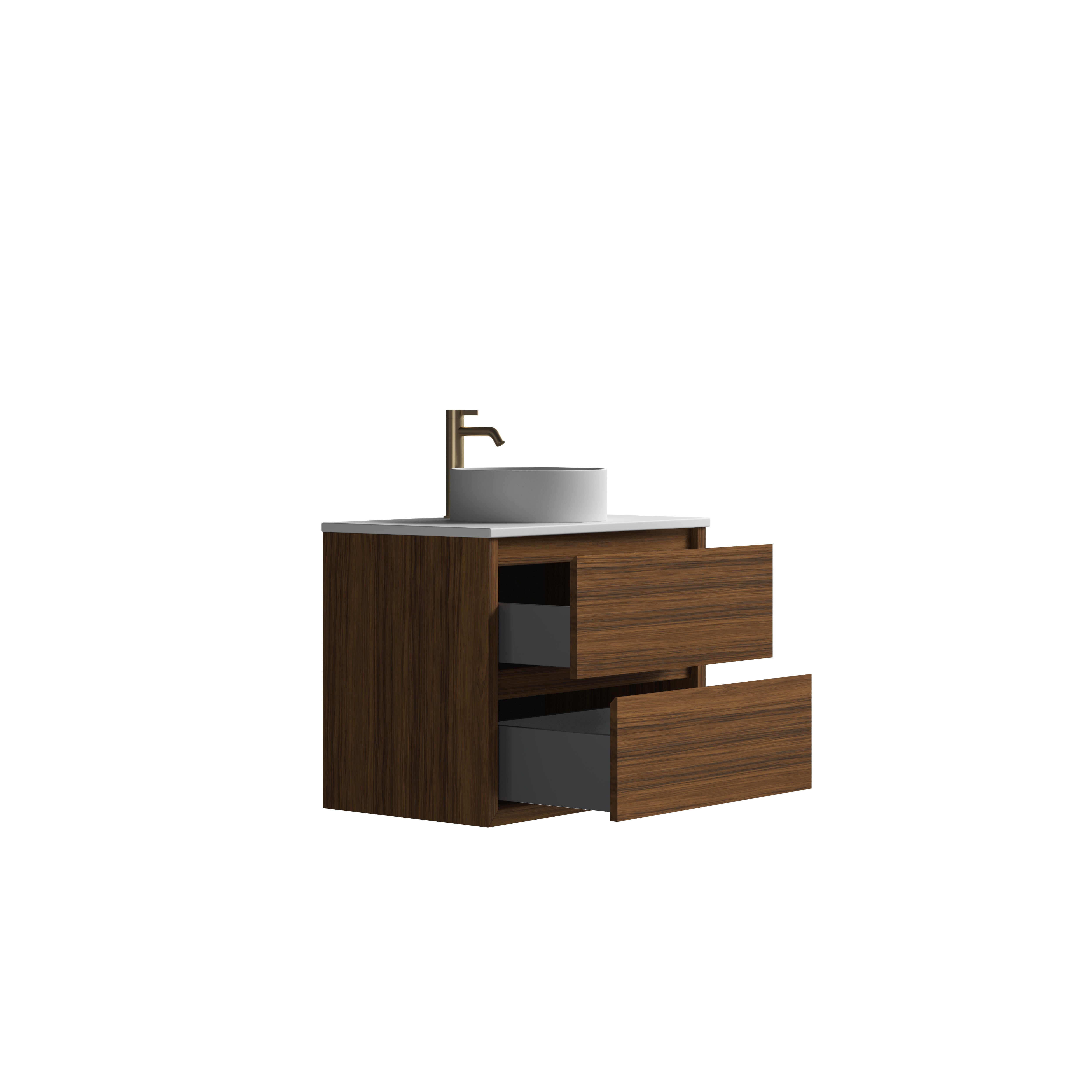 Sahara (MK2) 750mm Wall Hung Natural Walnut Timber Veneer Bathroom Vanity