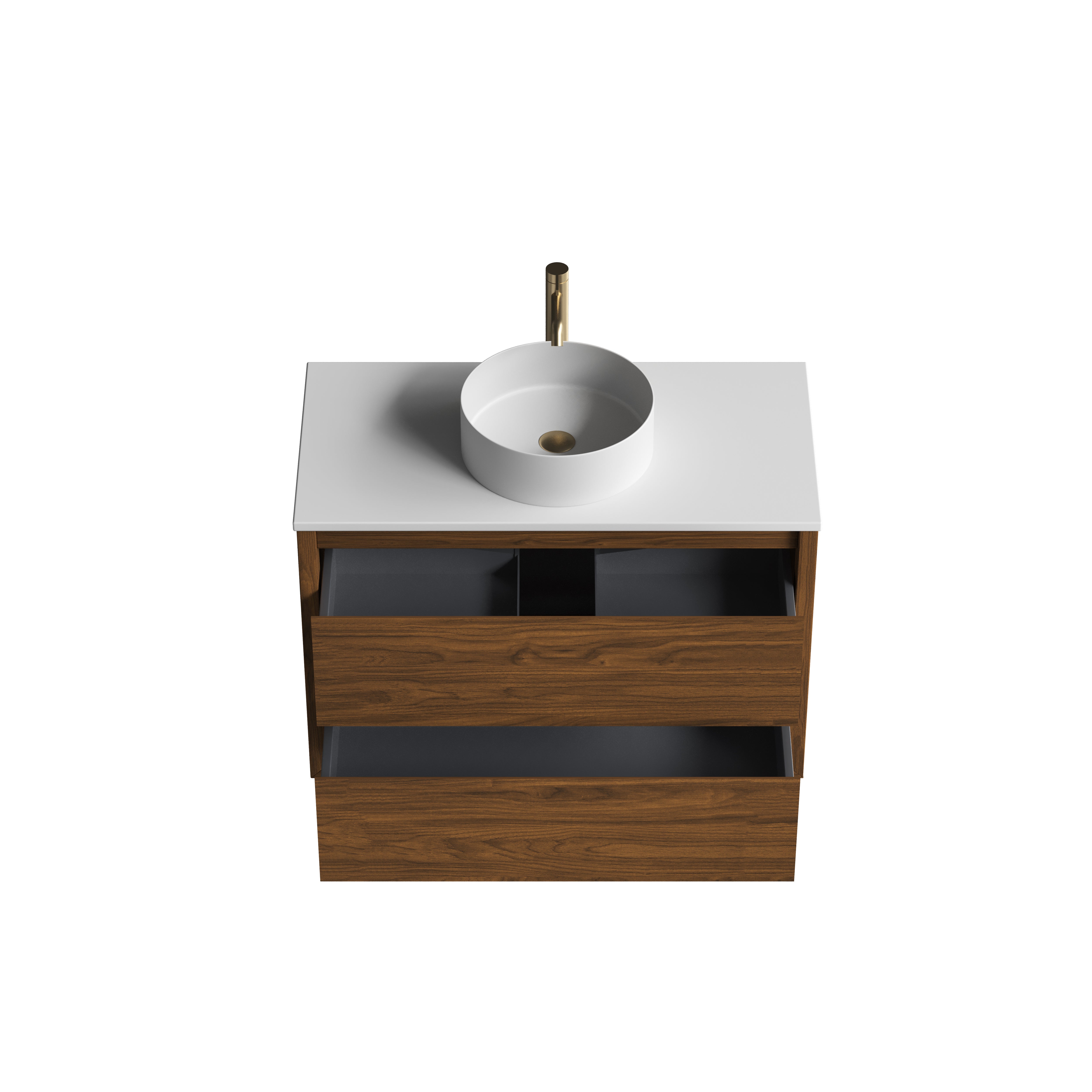 Sahara (MK2) 900mm Wall Hung Natural Walnut Timber Veneer Bathroom Vanity