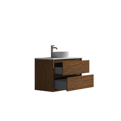 Sahara (MK2) 900mm Wall Hung Natural Walnut Timber Veneer Bathroom Vanity