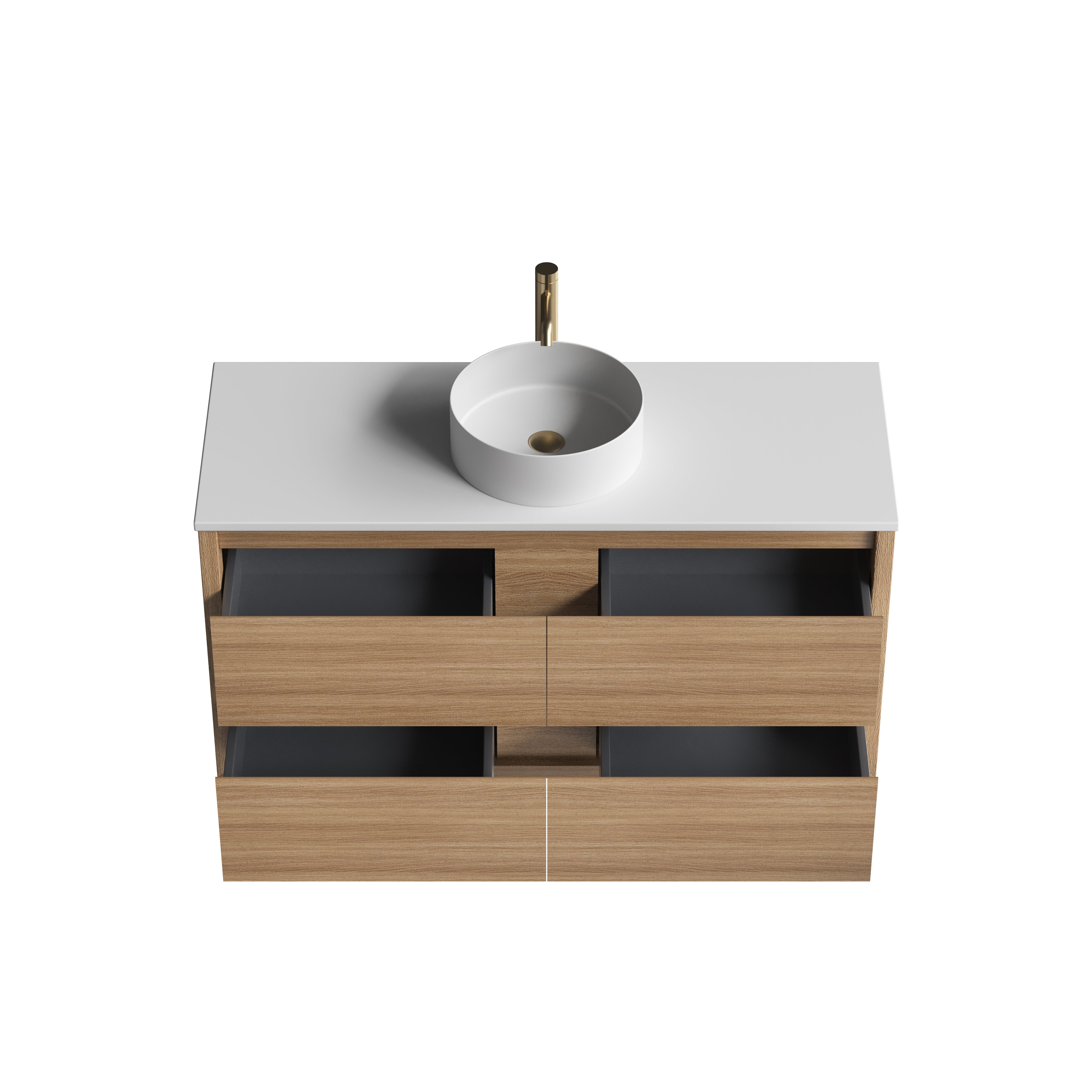 Sahara (MK2) 1200mm Wall Hung Natural Oak Timber Veneer Bathroom Vanity