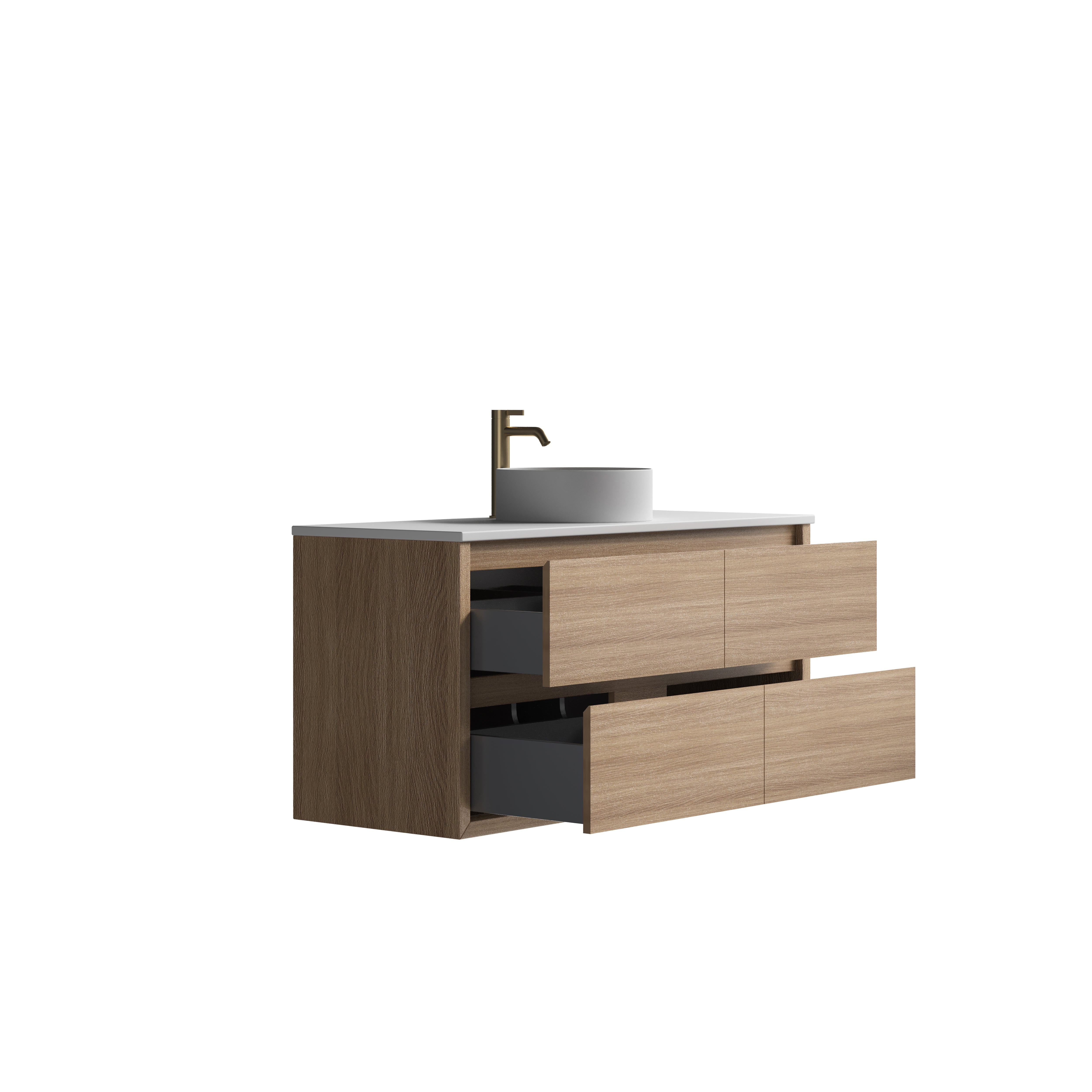 Sahara (MK2) 1200mm Wall Hung Natural Oak Timber Veneer Bathroom Vanity