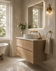 Sahara (MK2) 1200mm Wall Hung Natural Oak Timber Veneer Bathroom Vanity