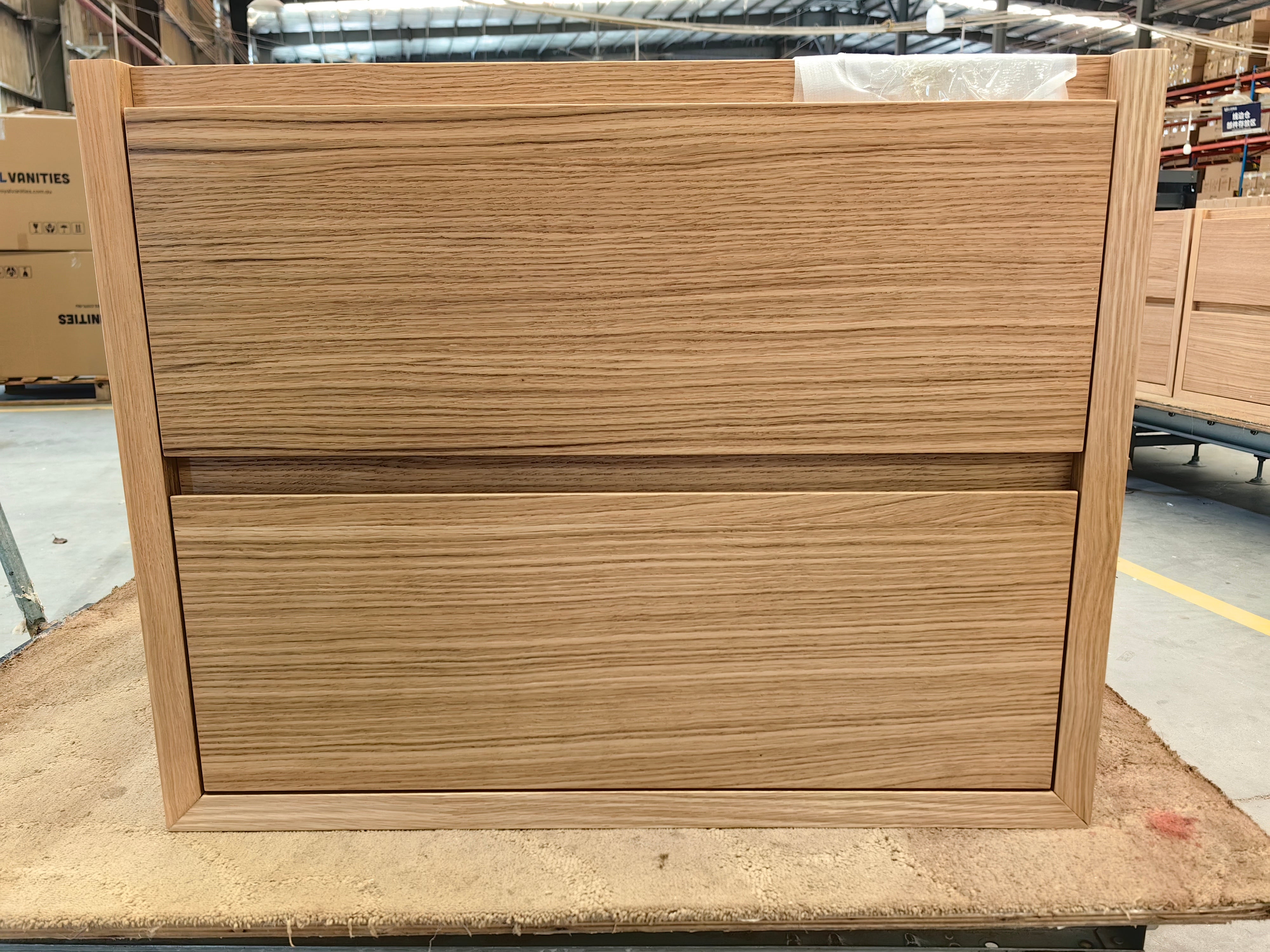Sahara (MK2) 900mm Wall Hung Natural Oak Timber Veneer Bathroom Vanity