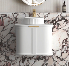 Hampshire 600mm Satin White Wall Hung Curve Vanity