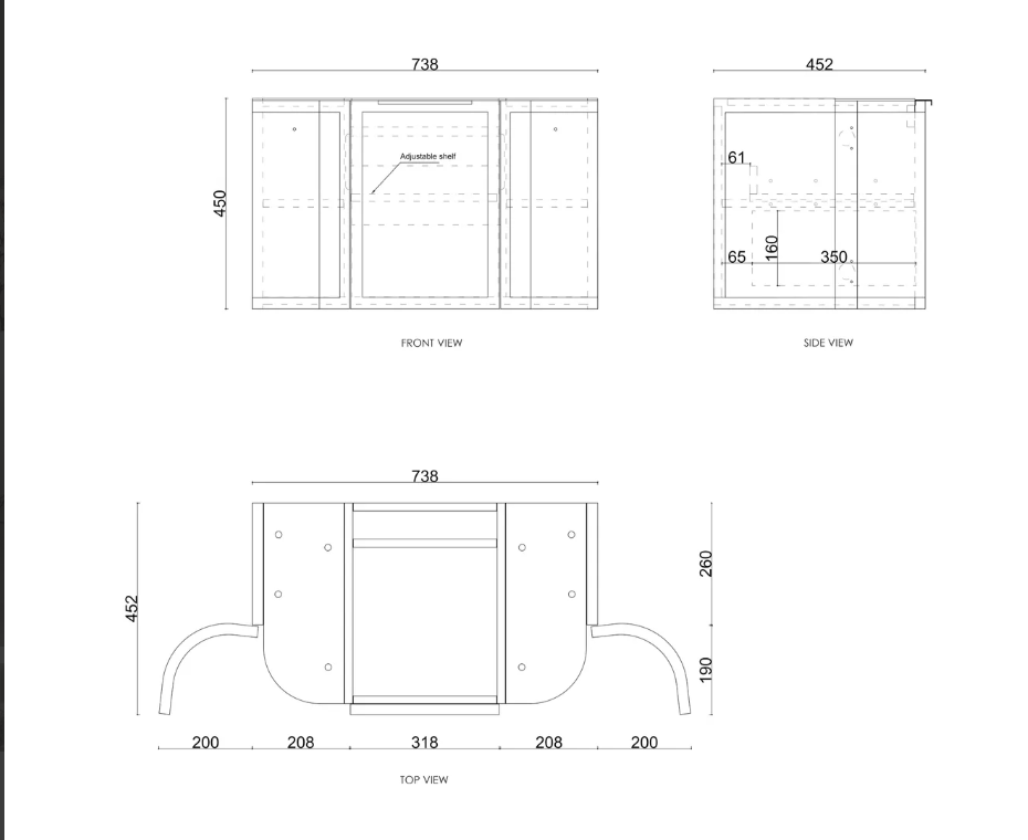 HAMPSHIRE 750MM SATIN WHITE WALL HUNG CURVE VANITY