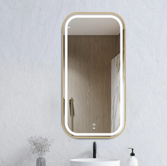 LED Newport 900(H)x450(W) Metal Frame Mirror Soft Square - Black, Gold and White Variation