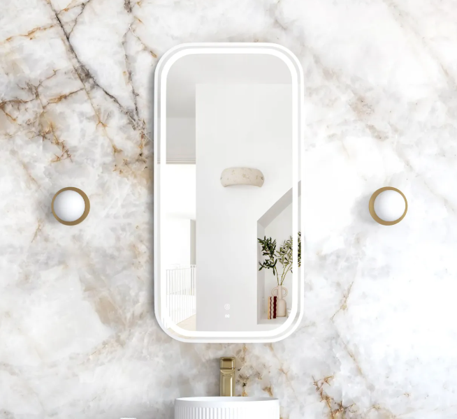 LED Newport 900(H)x450(W) Metal Frame Mirror Soft Square - Black, Gold and White Variation