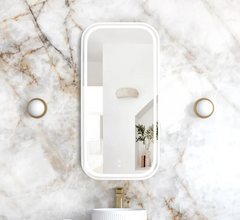 LED Newport 900(H)x450(W) Metal Frame Mirror Soft Square - Black, Gold and White Variation
