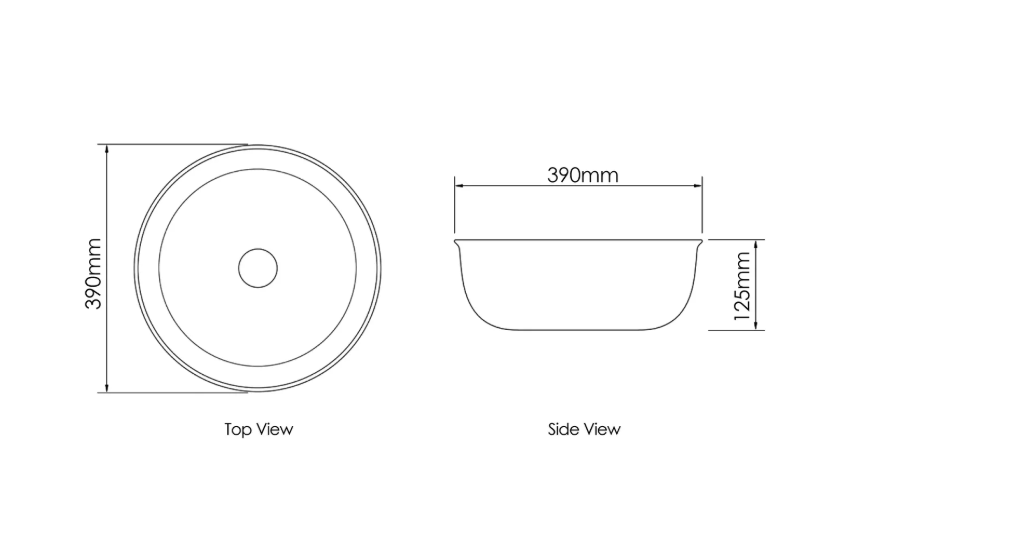 390mm Bronte Round Basin 390x390x130MM - Available in Gloss/Matte White