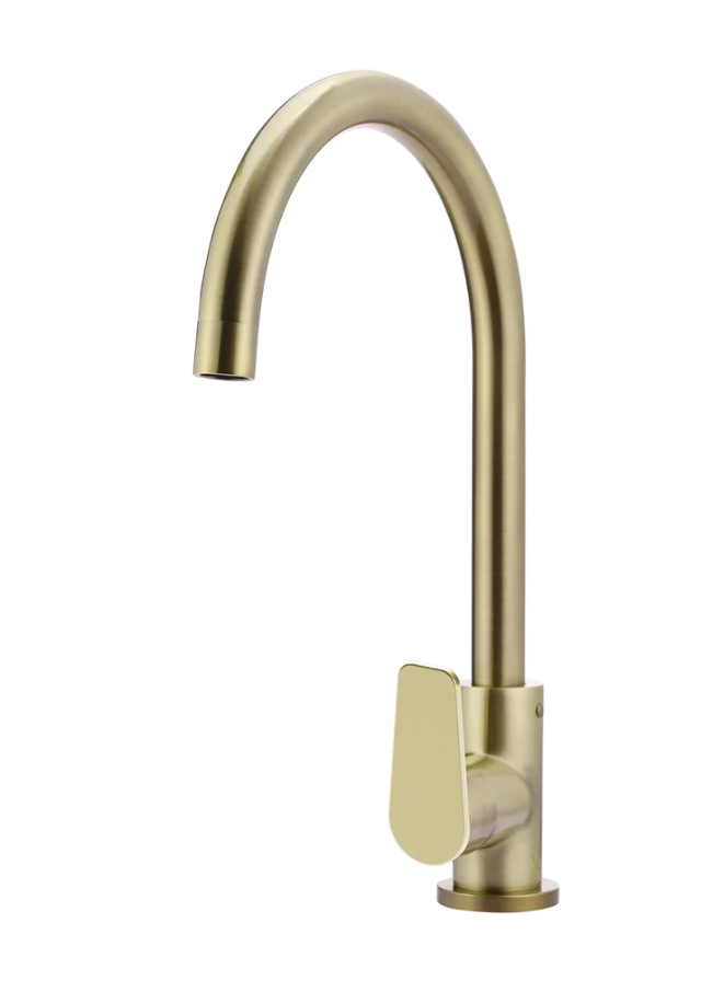 Meir - Round Gooseneck Kitchen Mixer Tap with Paddle Handle