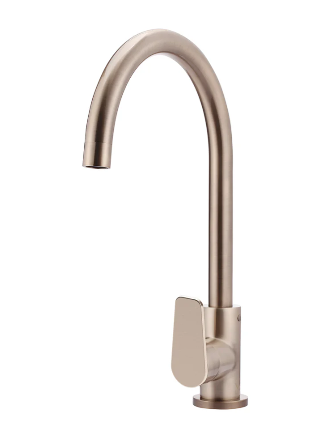 Meir - Round Gooseneck Kitchen Mixer Tap with Paddle Handle