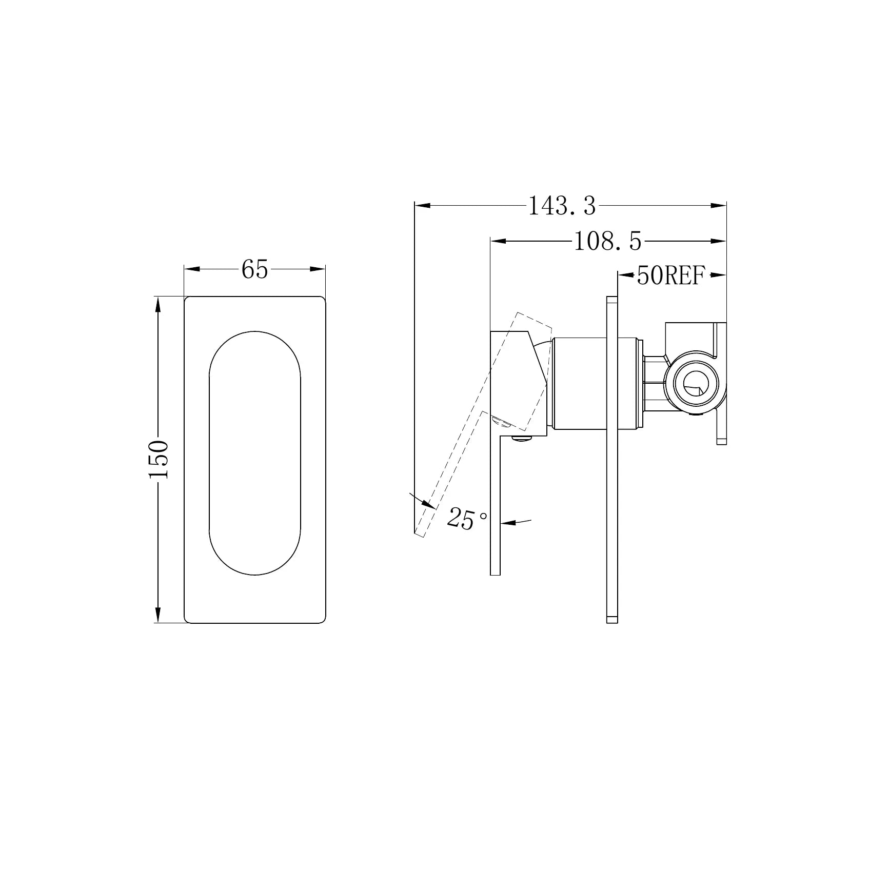 Ecco Shower Mixer Rectangular Back Plate