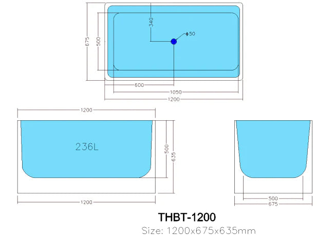 Theo Bathtub - 1000mm -1700mm Available