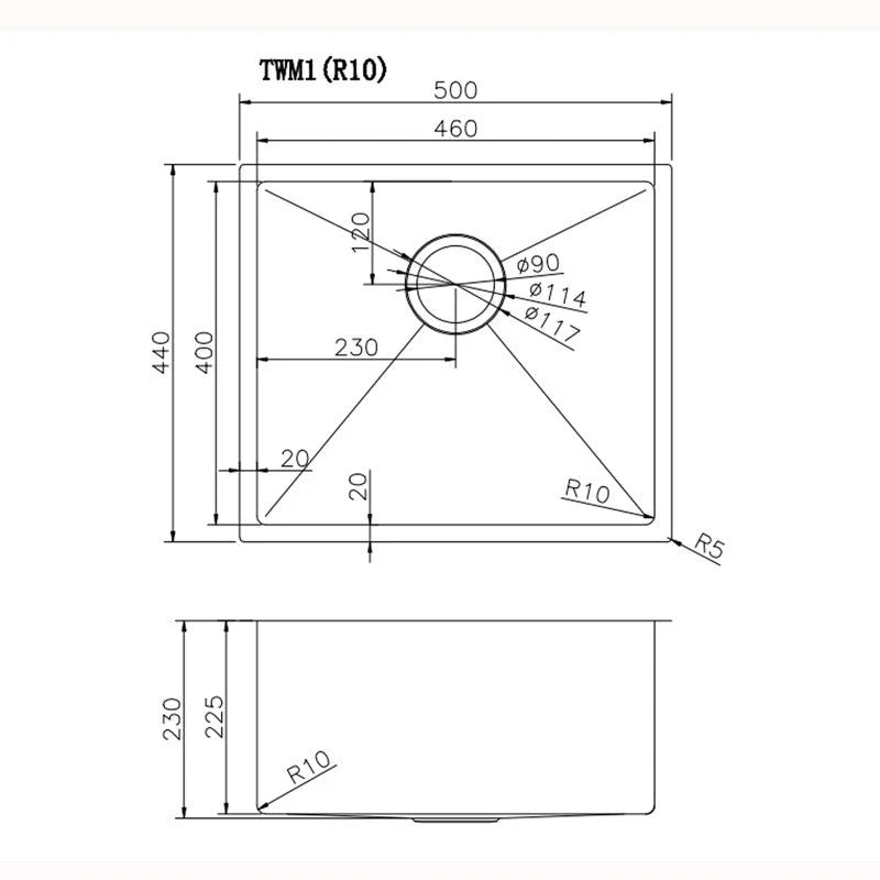 Hand-made Single Bowl Kitchen Sink(Round Edges) TWM1