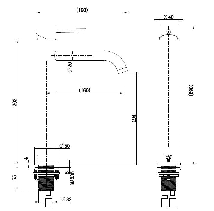 'STEEL' Tall Basin Mixer