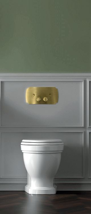 Claremont Floor Mounted Pan & Seat + Geberit In-wall Cistern + Traditional Flush Plate