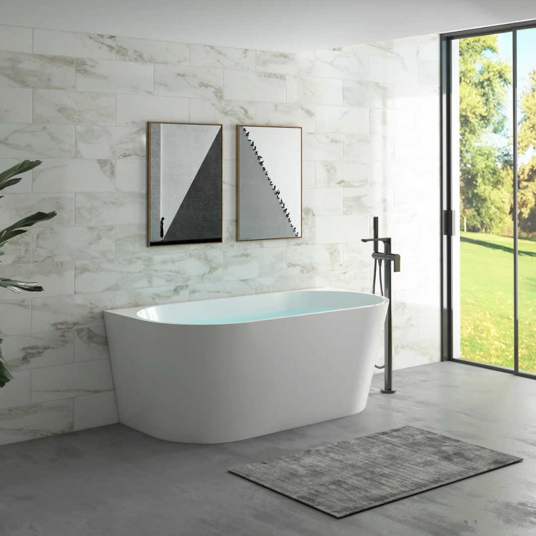 Jade Back to Wall Bath - Gloss/Matte White