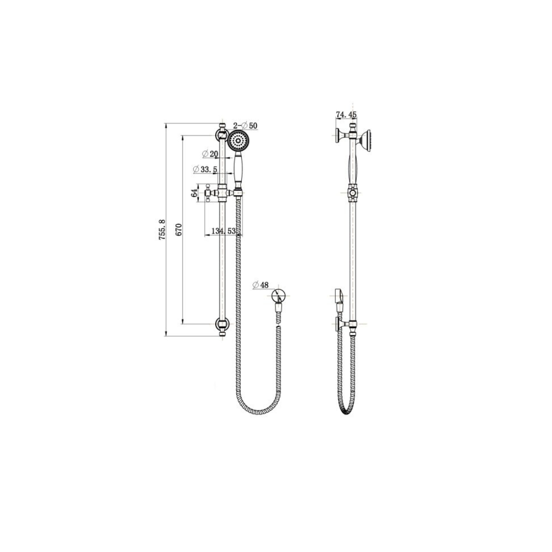 Bordeaux Shower On Rail