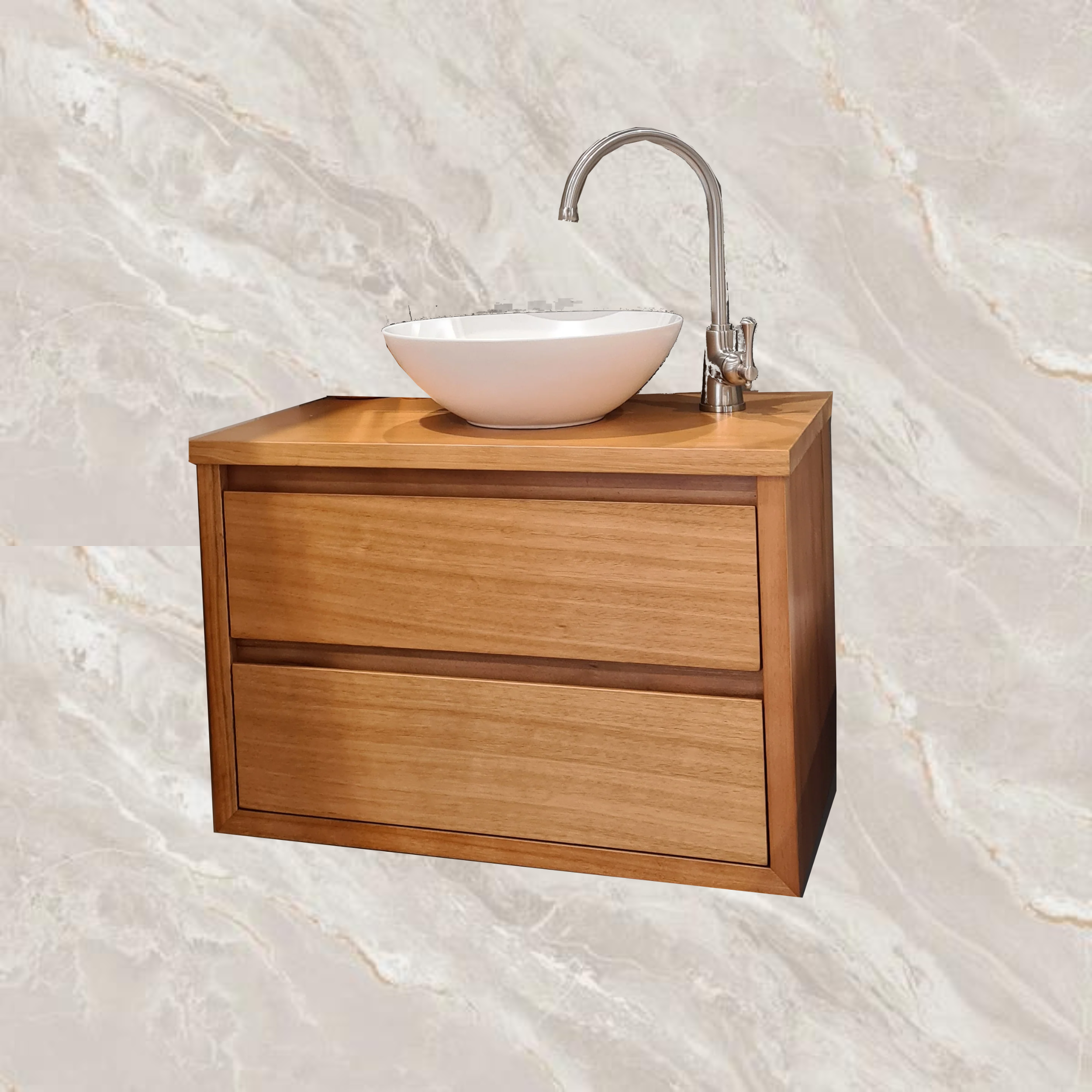 Sahara 750mm Wall Hung Natural Messmate Timber Bathroom Vanity