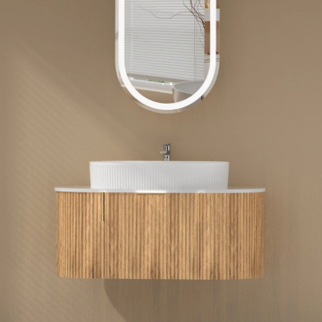CARYSIL 900mm Fluted Wall Hung Vanity - Walnut