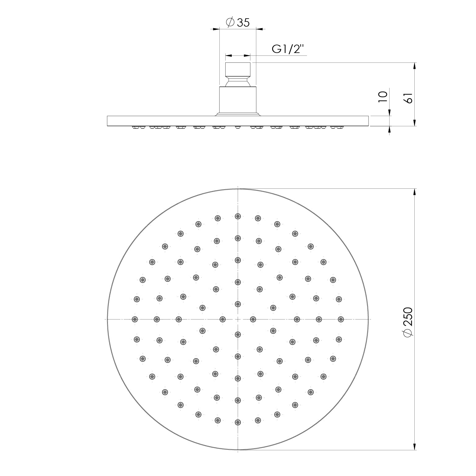 Luna Shower Head - 250mm