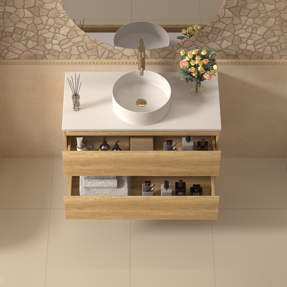 Grove Wall Hung 750mm Natural Oak Vanity