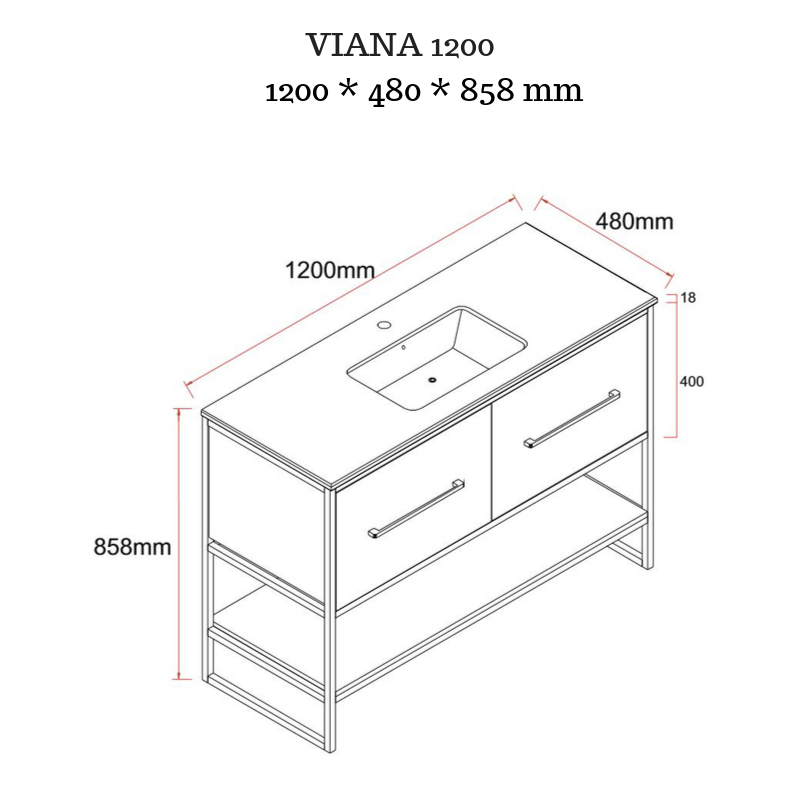 Viana 1200mm Freestanding Vanity