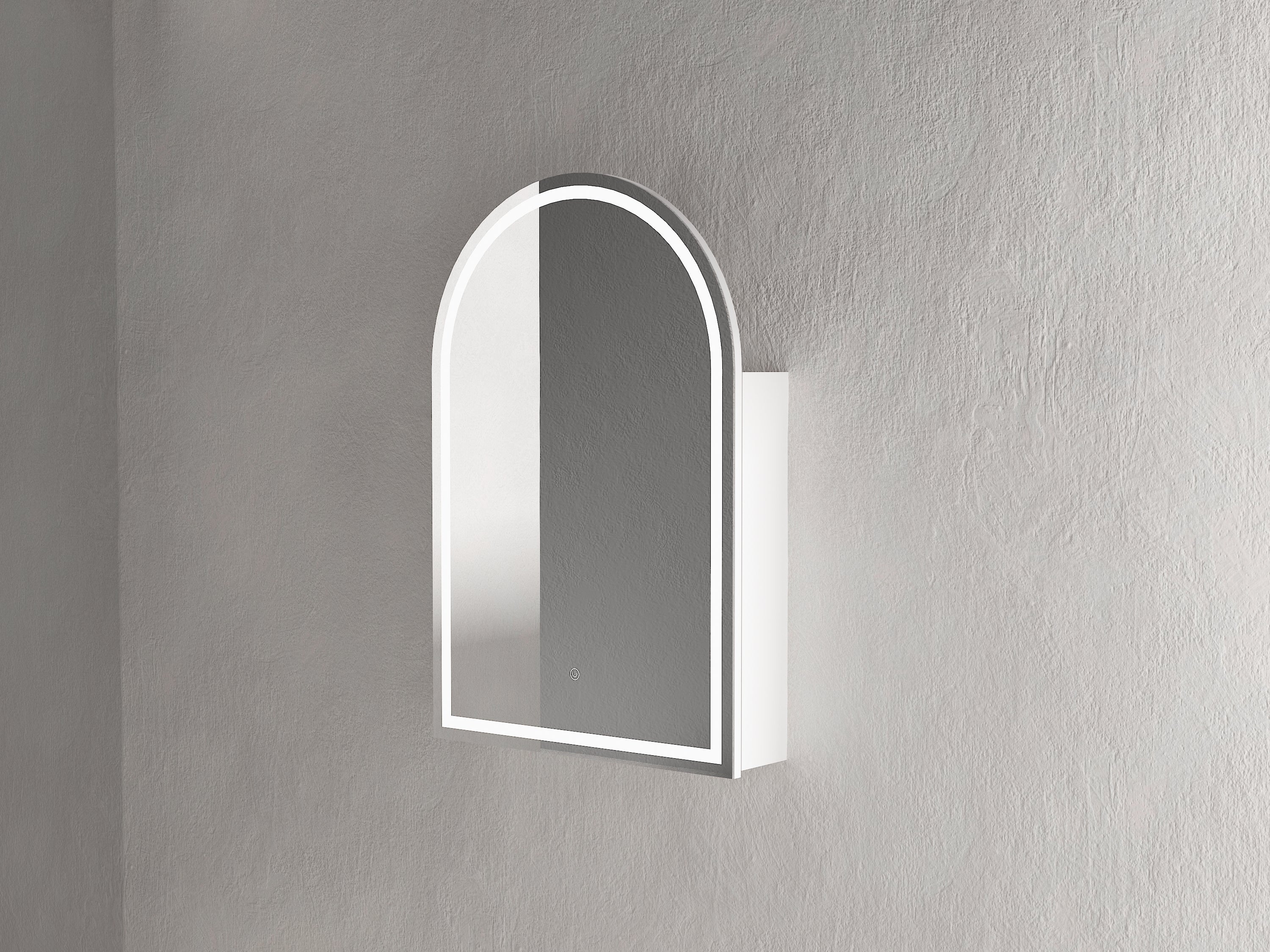 Roma Arch Matte White LED Shaving Cabinet 900x600mmx150mm