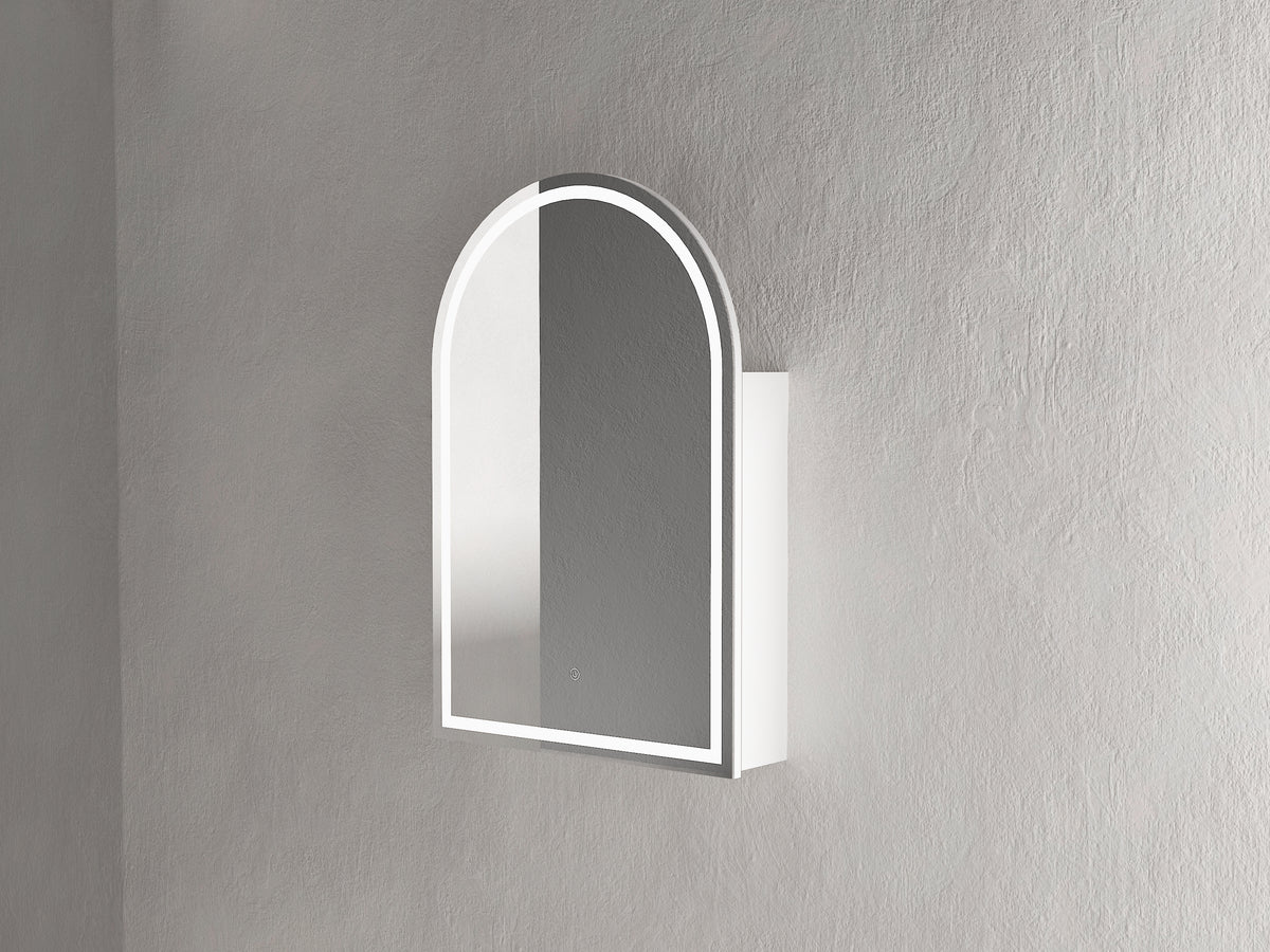 Roma Arch Matte White LED Shaving Cabinet 900x600mmx150mm