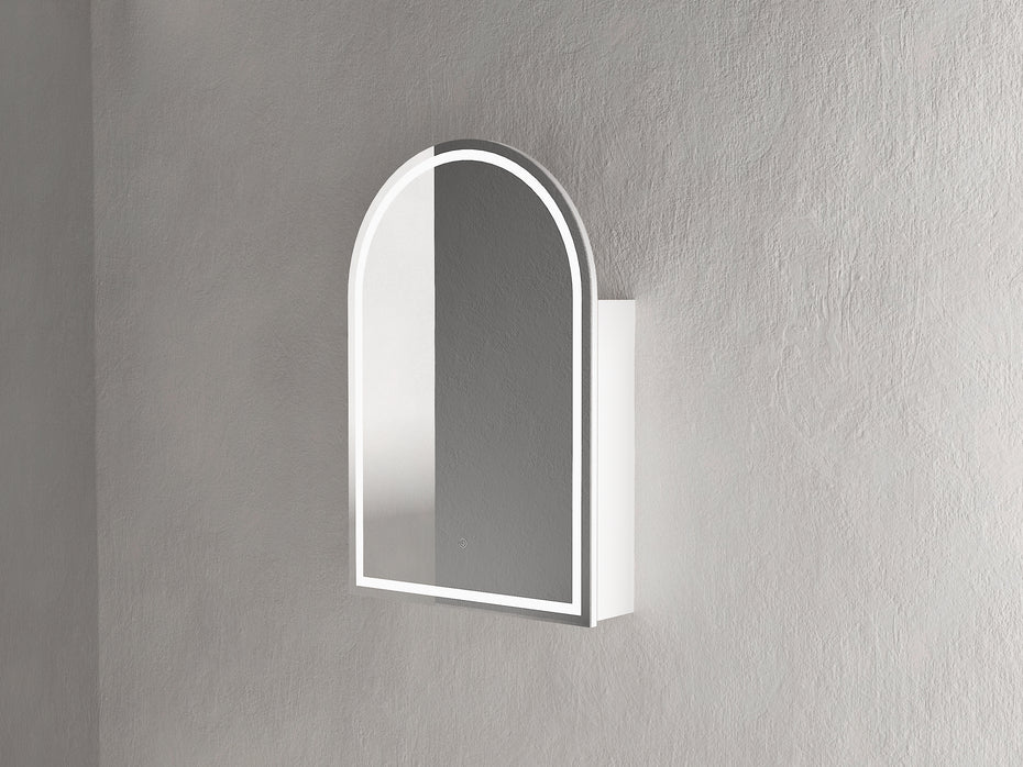 Roma Arch Matte White LED Shaving Cabinet 900x600mmx150mm