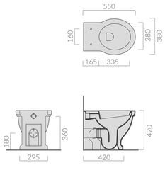 Claremont Floor Mounted Pan & Seat + Geberit In-wall Cistern + Traditional Flush Plate