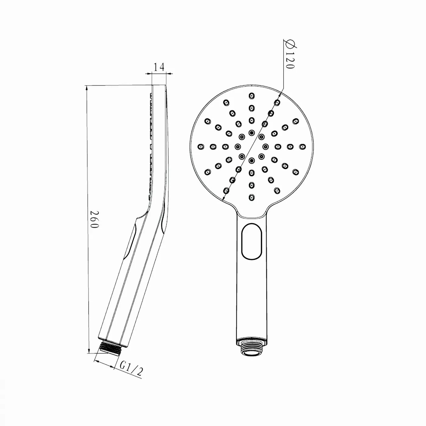 Pavia Shower Rail with Round Handheld Shower Piece