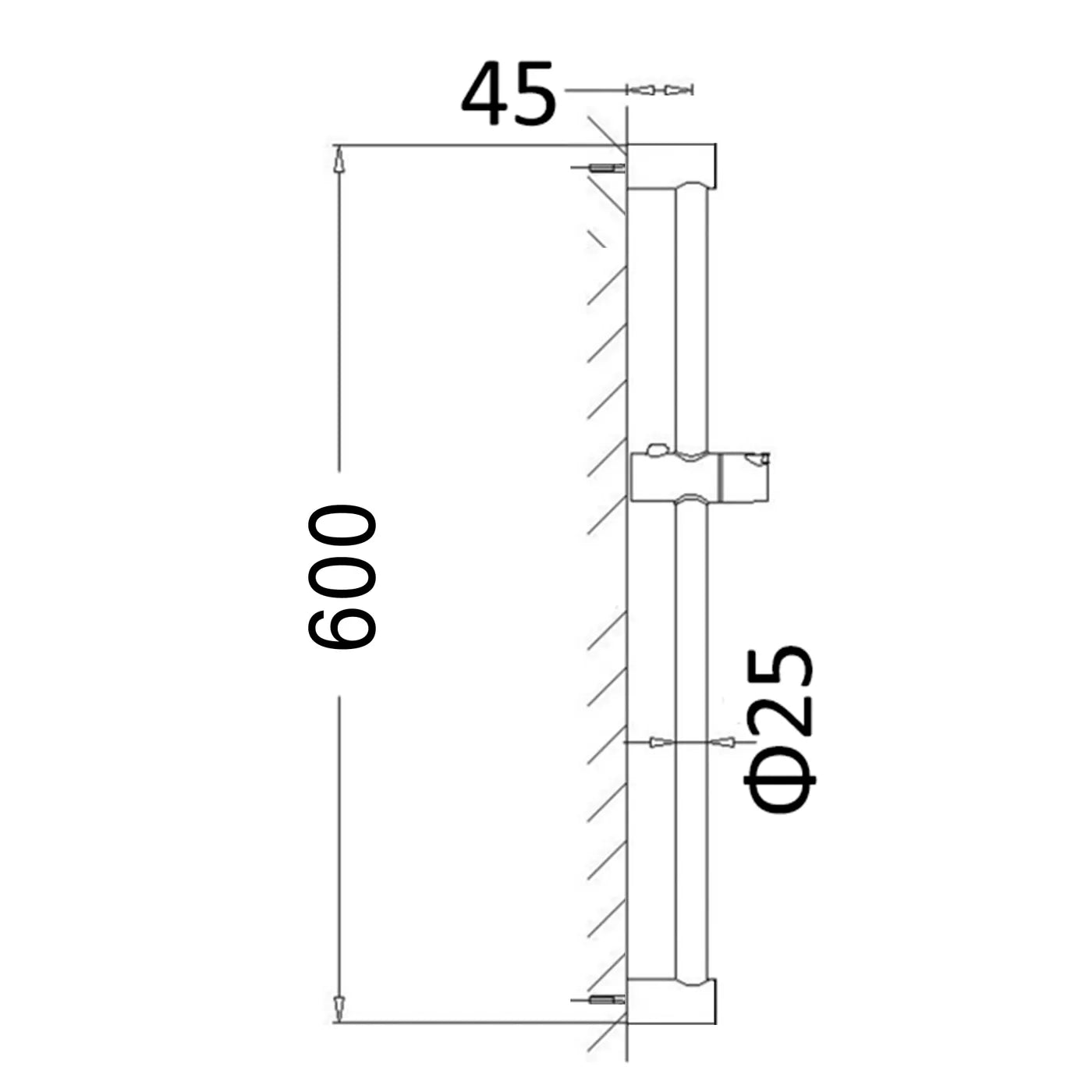 Pavia Shower Rail with Round Handheld Shower Piece