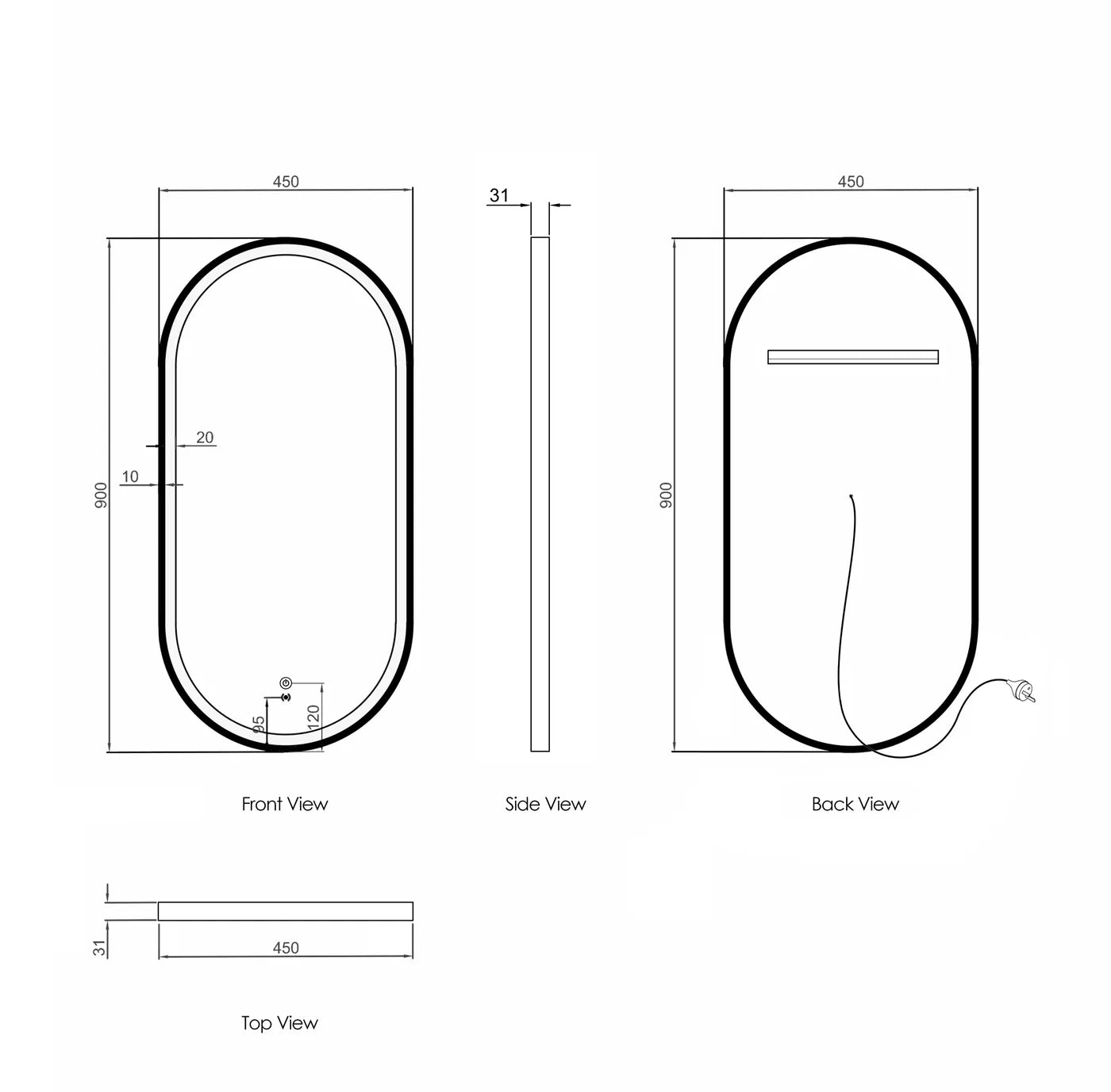 Otti - Pill Mirror with Frame