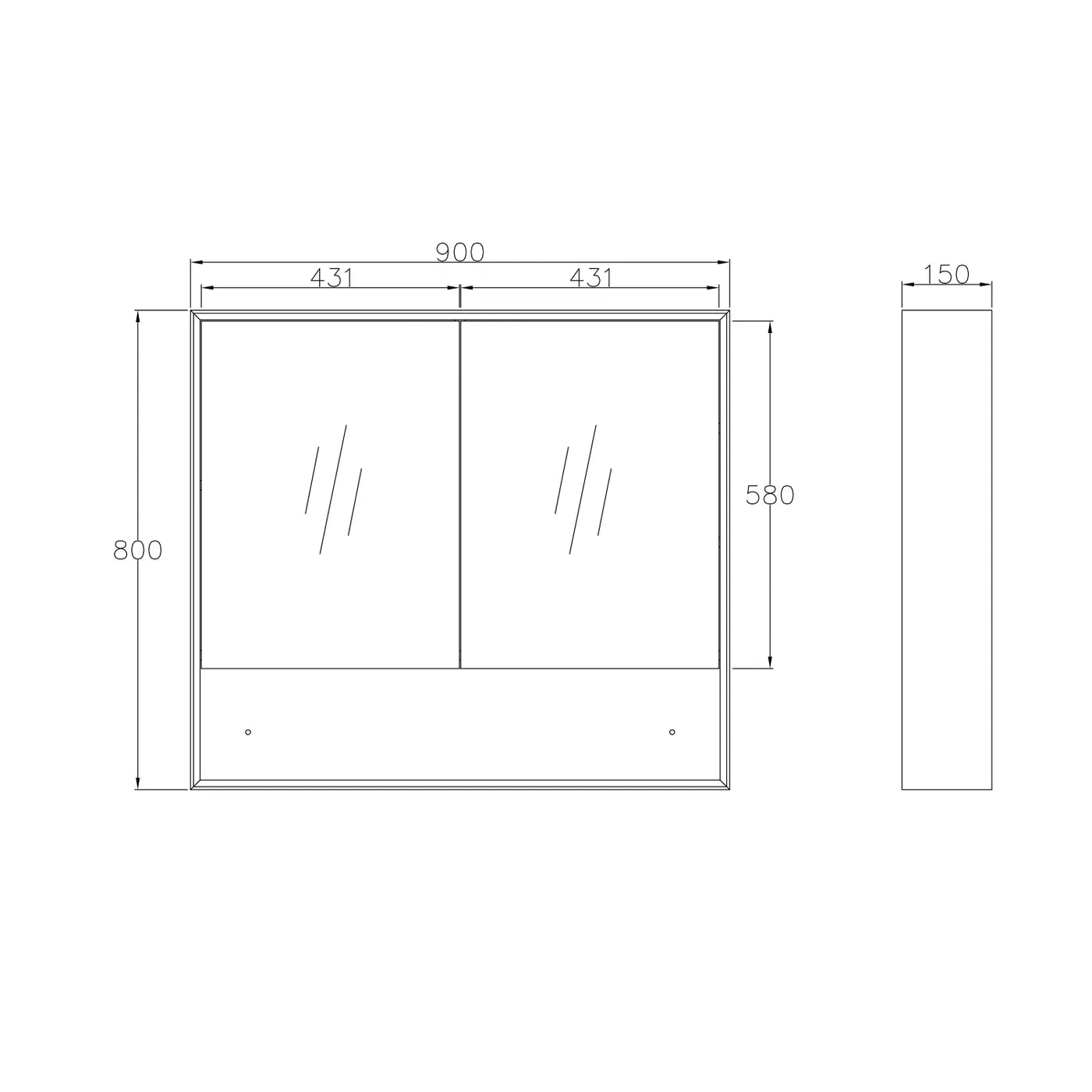 Otti Mitered Shaving Cabinet with Shelf