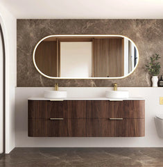 Havana 1800mm Sable Walnut Fluted Wall Hung Curve Vanity