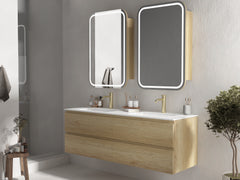 Grove Wall Hung 1500mm Double Basin Natural Oak Vanity