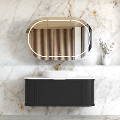 HAMPSHIRE 1200MM SATIN BLACK WALL HUNG CURVE VANITY