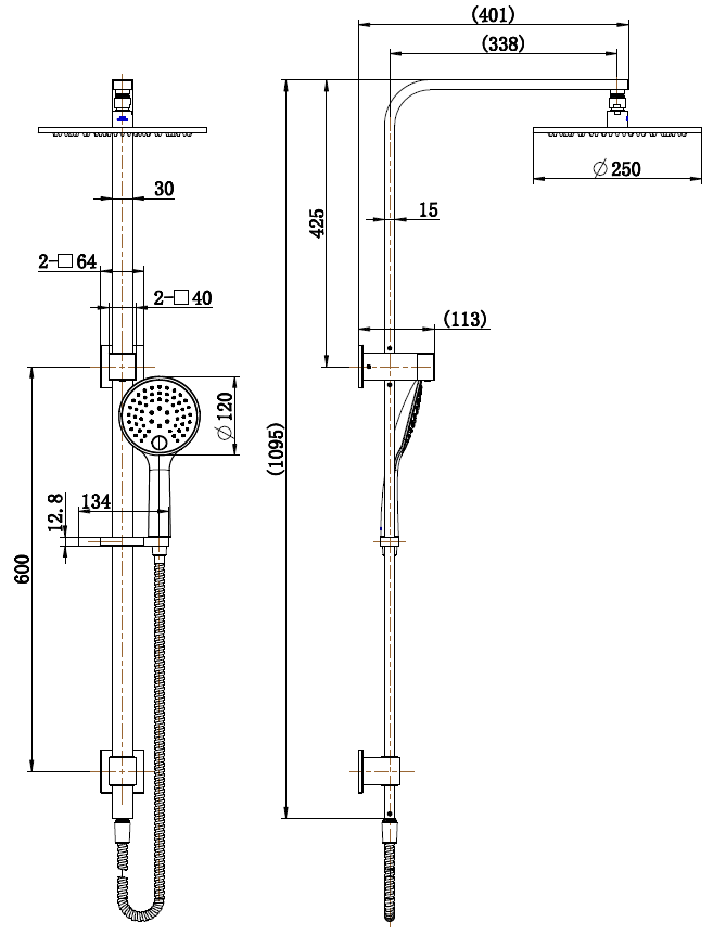 Kiama Dual Shower Rail