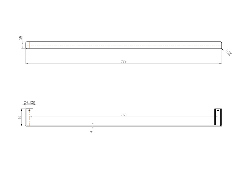 Kiama 750mm Single Towel Rail
