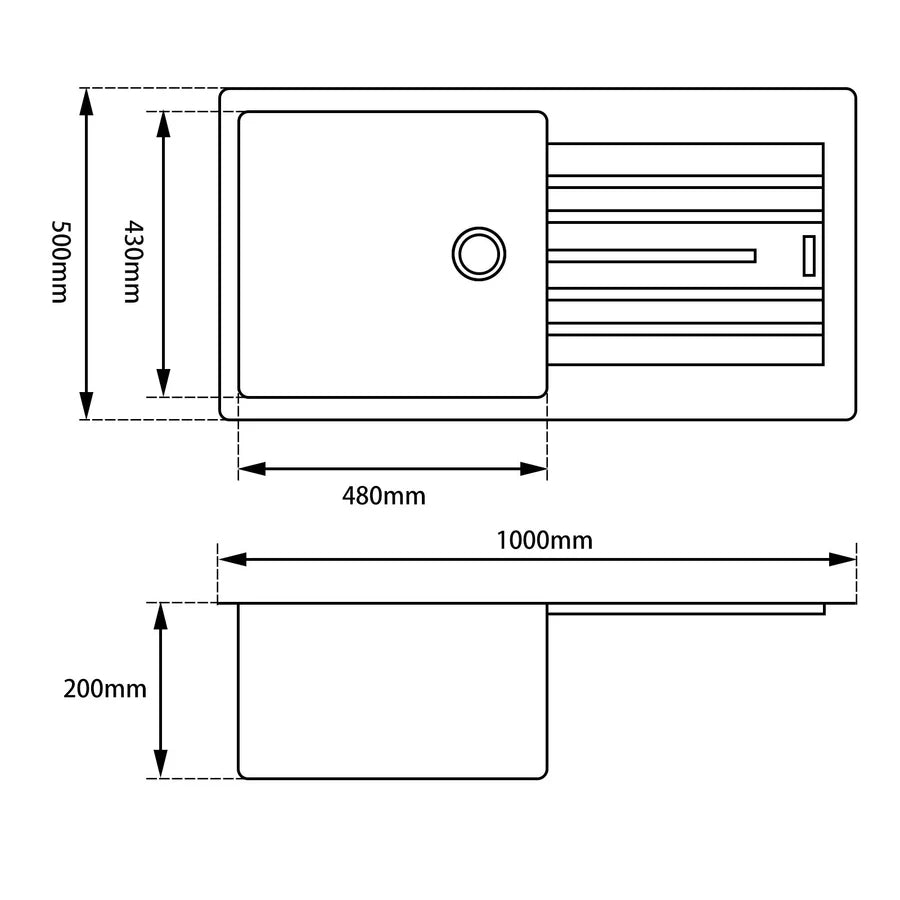 granite stone kitchen sink with drainboard Top/Undermount OX1050.KS