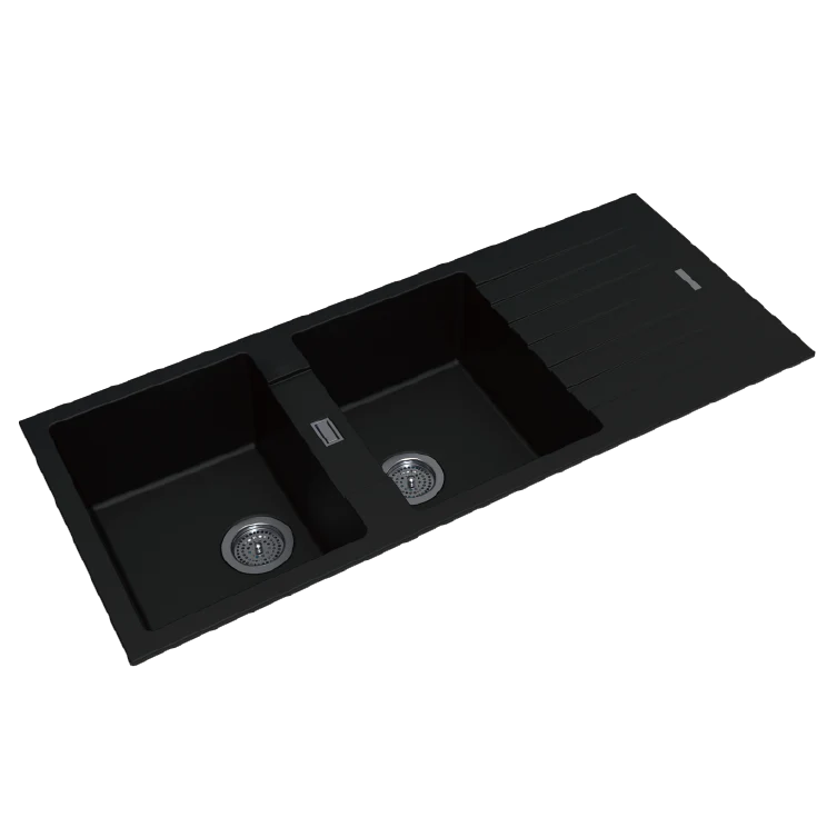 Granite Quartz Stone Kitchen Sink Double Bowls Drainboard Top/Undermount OX1150.KS