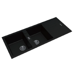 Granite Quartz Stone Kitchen Sink Double Bowls Drainboard Top/Undermount OX1150.KS