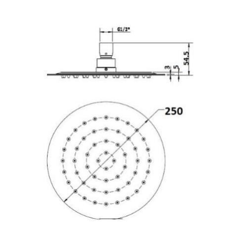 'STEEL' Shower Head - 250mm